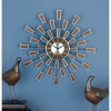 DecMode 22" Brown Metal Starburst Wall Clock