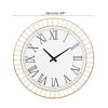 DecMode 24" White Metal Wall Clock with Gold Frame and Radial Beading