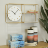 DecMode 27" x 15" Gold Metal 2 Shelf Wall Clock