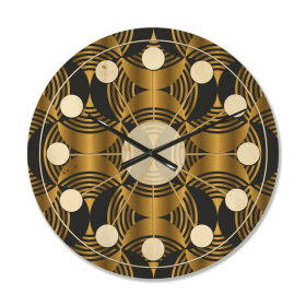 Designart 'Art Deco Style Retro Pattern' Mid-Century Modern Wood Wall Clock(Size 16" x 16")